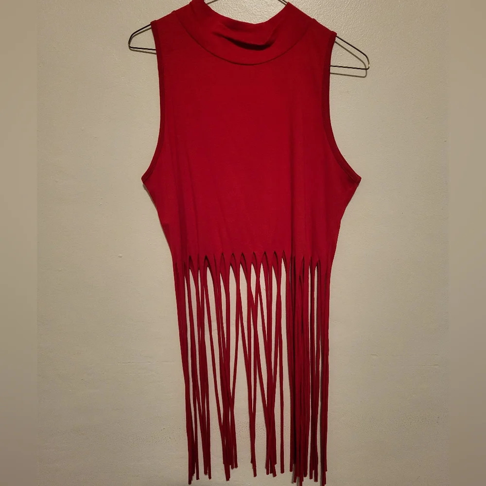 Bling Bling Women's Fringe Tank Top - RED (Size 2XL) - Picture 7 of 9